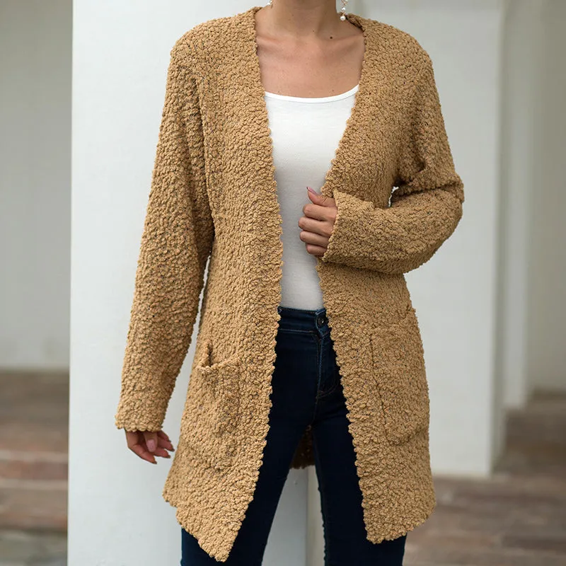Long Solid Color Sweater Cardigan