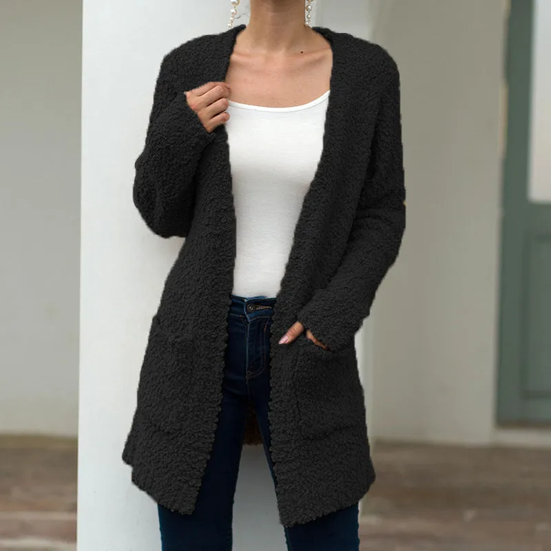 Long Solid Color Sweater Cardigan