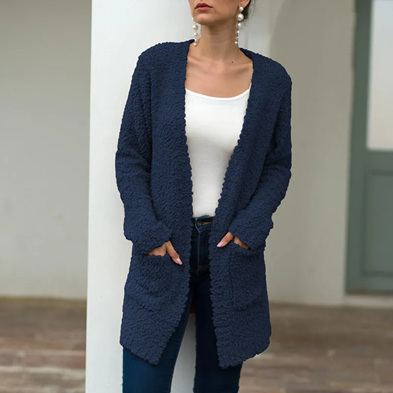 Long Solid Color Sweater Cardigan