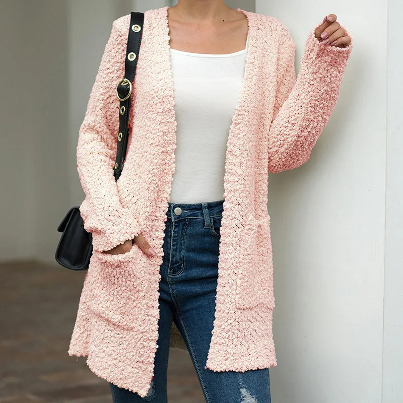Long Solid Color Sweater Cardigan
