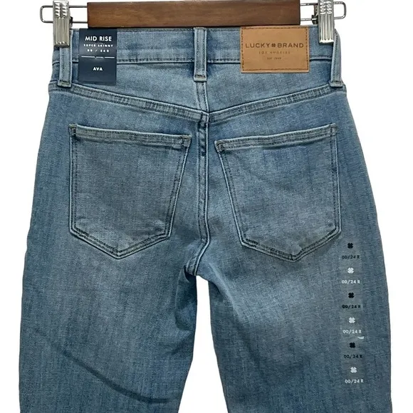 LUCKY BRAND AVA MID RISE SUPER SKINNY MEDIUM WASH JEANS NWT WOMEN'S SIZE 24