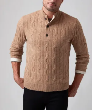 Luxury Cashmere Cable Knit Sweater - Brown