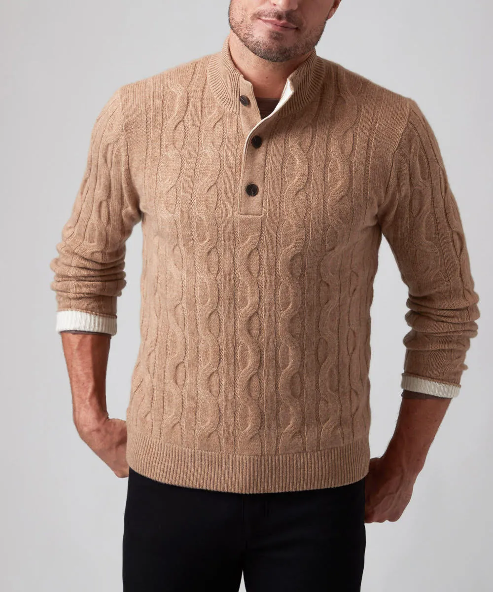 Luxury Cashmere Cable Knit Sweater - Brown