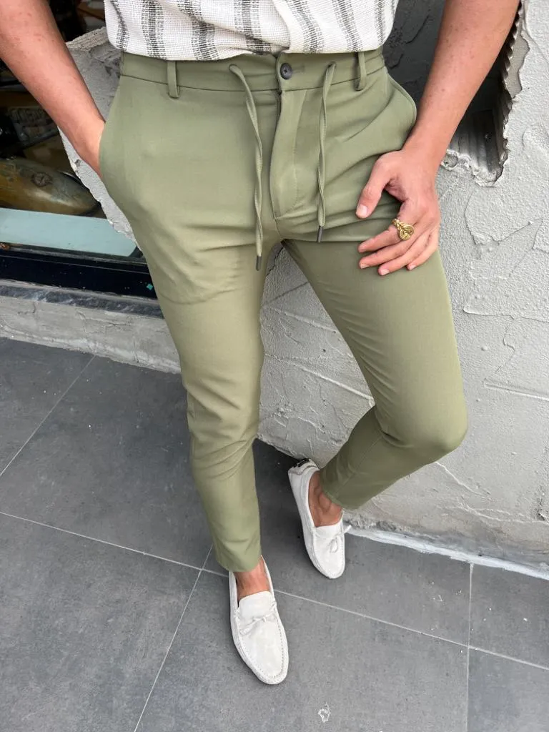 Lyon Green Slim Fit Rope Pants - Versatile Elegance for Every Occasion