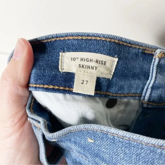 Madewell 10” High Rise Button Fly Stretch Skinny Jeans Dewitt Wash Size 27