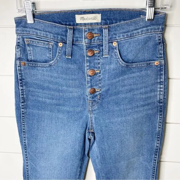 Madewell 10” High Rise Button Fly Stretch Skinny Jeans Dewitt Wash Size 27
