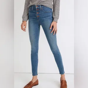 Madewell 10” High Rise Button Fly Stretch Skinny Jeans Dewitt Wash Size 27