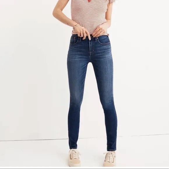 Madewell 10” High Rise Skinny Jeans Danny Wash Dark Blue Size 26 Tall Women’s