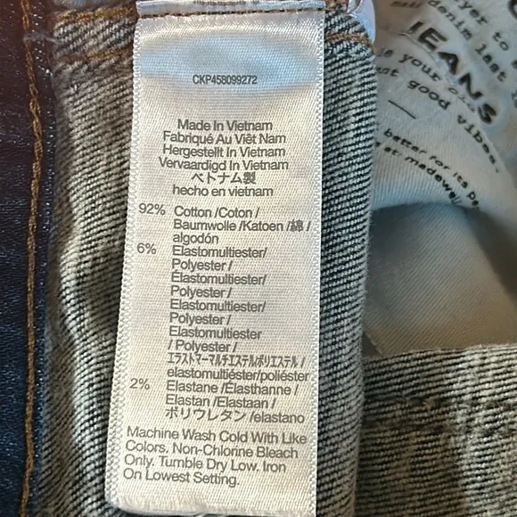 Madewell 10&quot;‎ High Rise Skinny Jeans Size 27