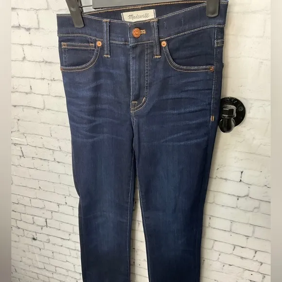 Madewell Women 9In High Rise Skinny Denim Jean Sz 23 Dark Blue Wash Stretch E2