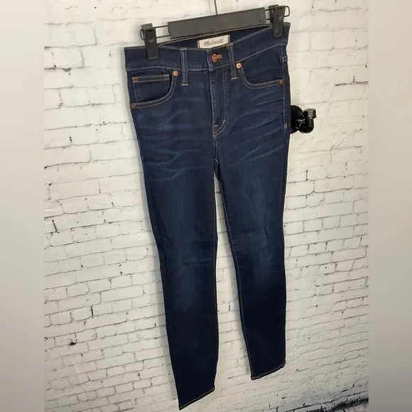 Madewell Women 9In High Rise Skinny Denim Jean Sz 23 Dark Blue Wash Stretch E2