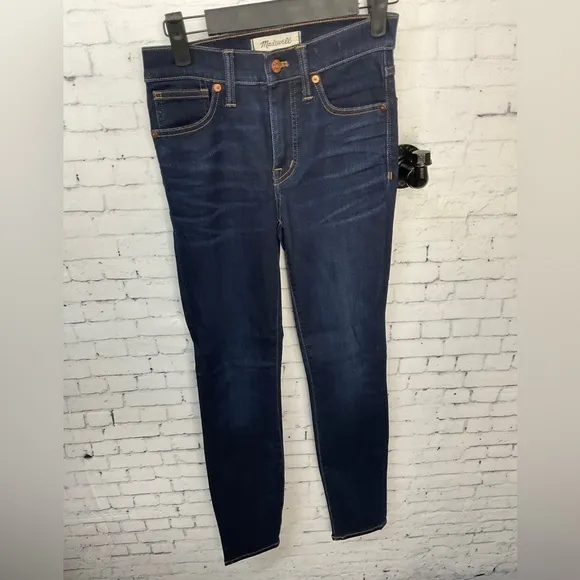 Madewell Women 9In High Rise Skinny Denim Jean Sz 23 Dark Blue Wash Stretch E2