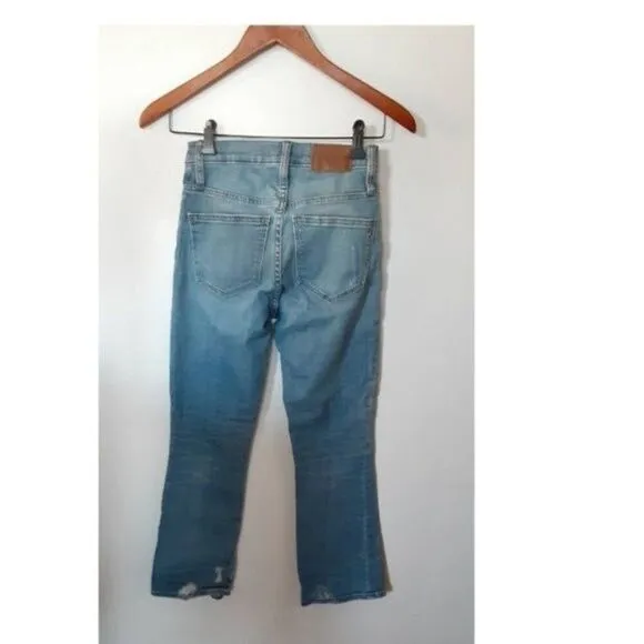 Madewell Womens Cali Demi-Boot Jeans Destressed Cropped