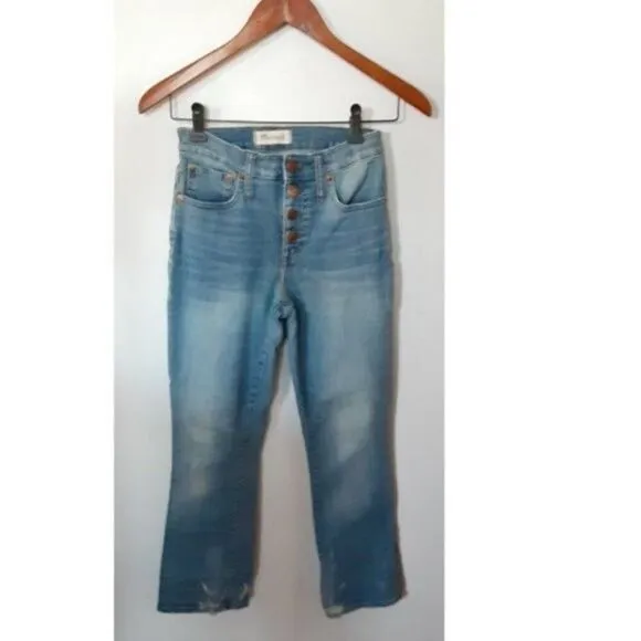 Madewell Womens Cali Demi-Boot Jeans Destressed Cropped