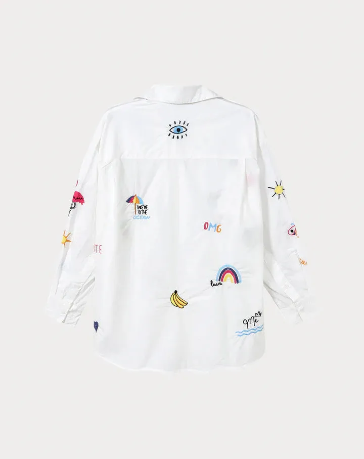 Madison Oversized EMB Shirt - White