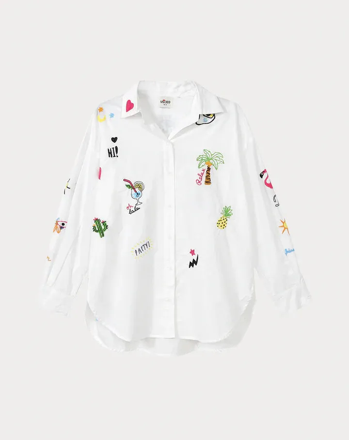 Madison Oversized EMB Shirt - White