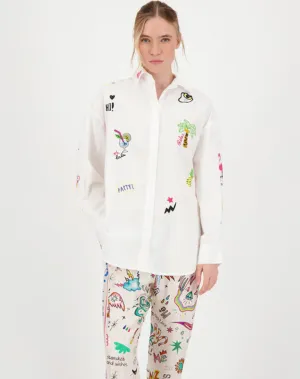 Madison Oversized EMB Shirt - White