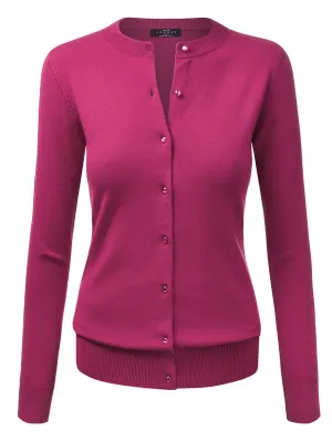 Magenta Womens Pretty Silk Blend Knit Cardigan