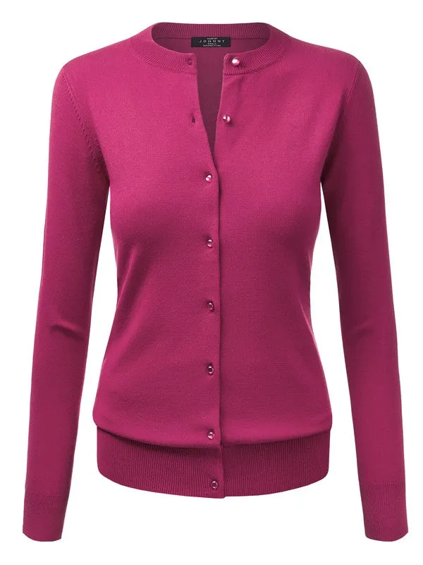 Magenta Womens Pretty Silk Blend Knit Cardigan