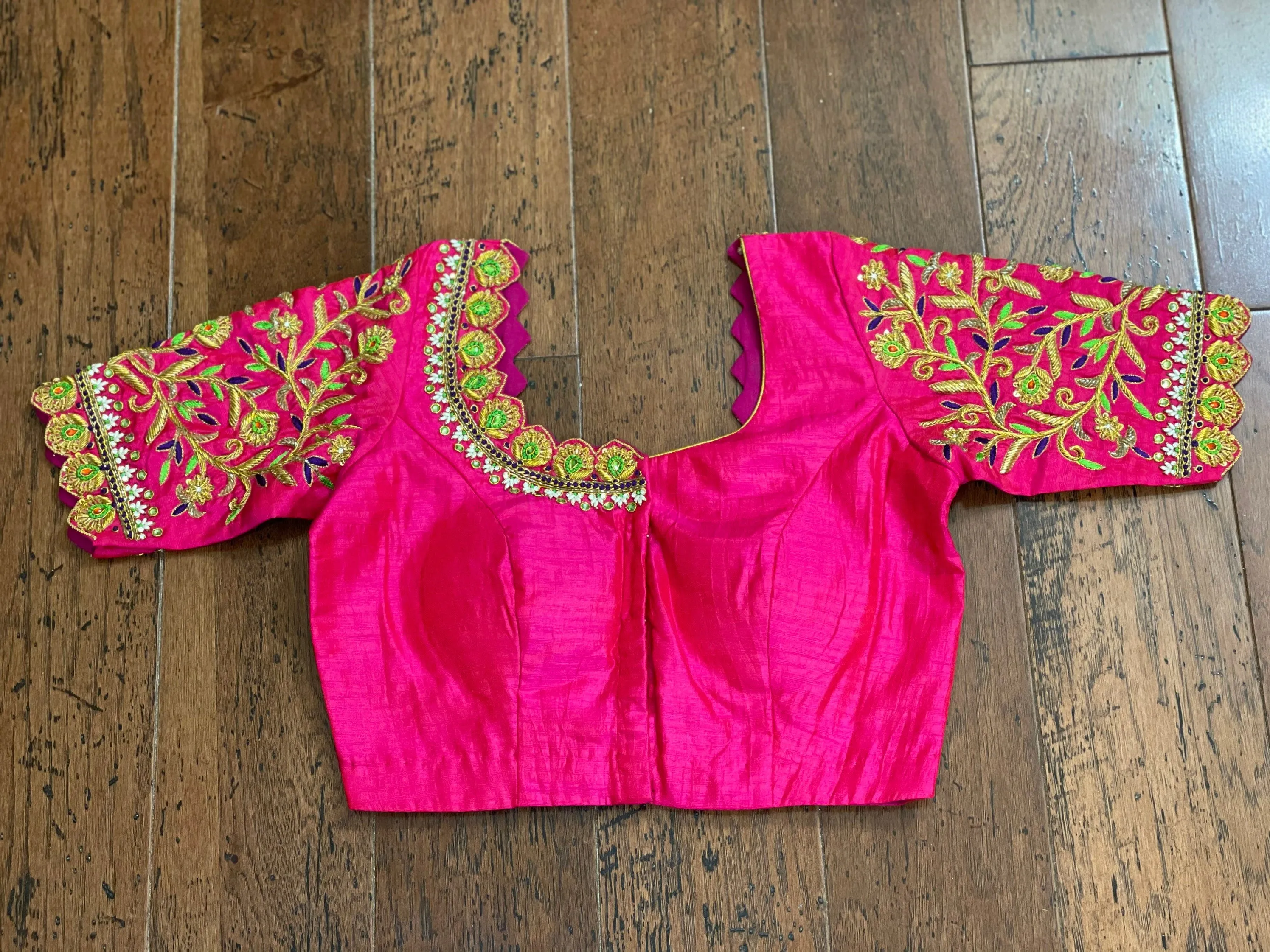 Maggam work designer blouse - Pattu Saree Blouse -kundan work blouse - handloom Saree Blouse - pink Saree Blouse - pink  Blouse