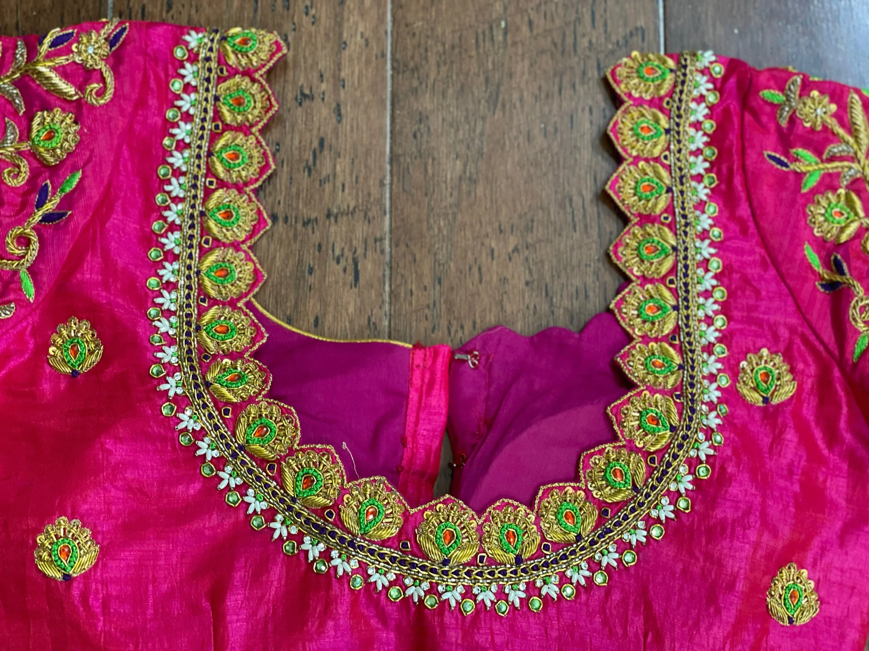 Maggam work designer blouse - Pattu Saree Blouse -kundan work blouse - handloom Saree Blouse - pink Saree Blouse - pink  Blouse
