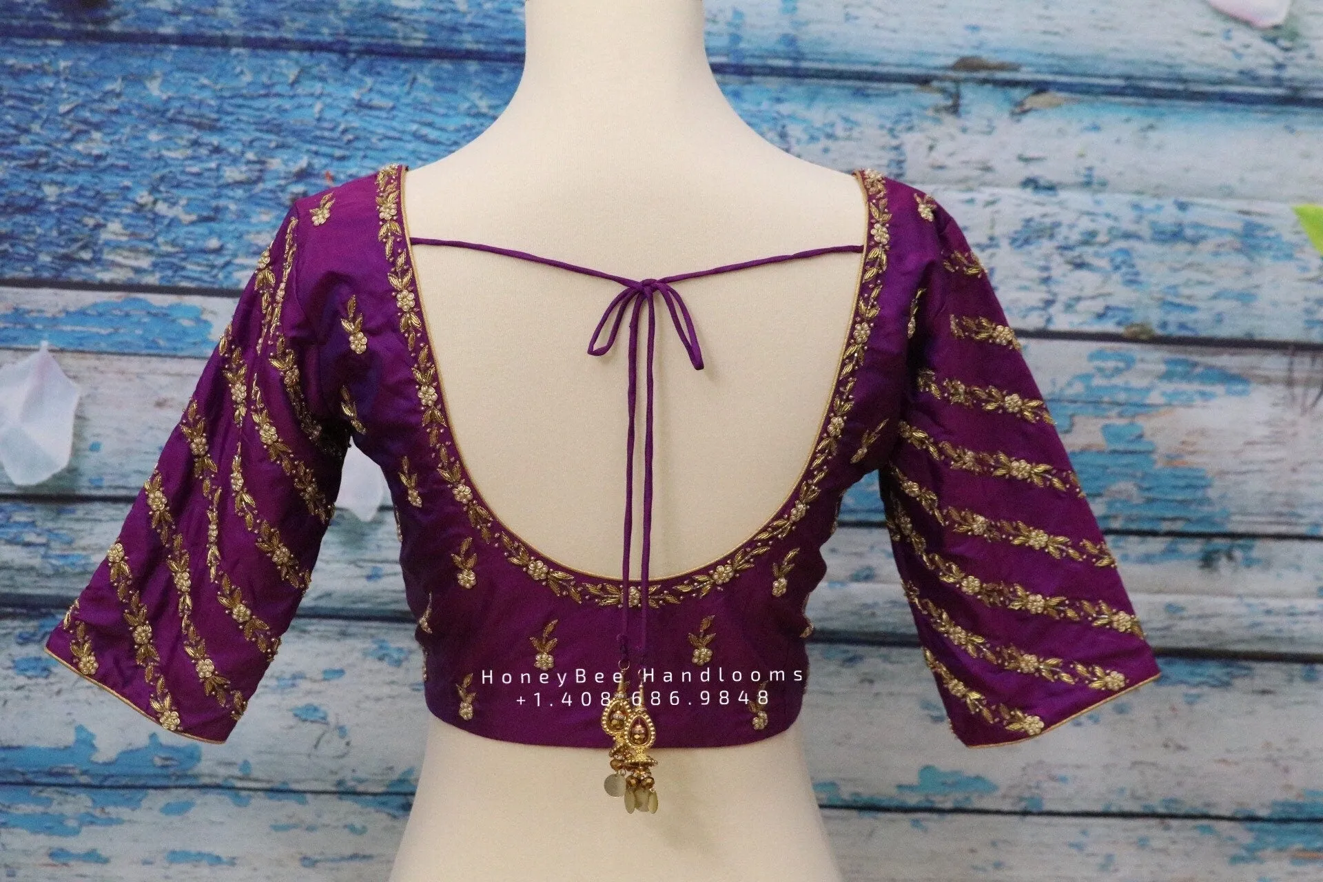 Maggam work designer blouse - Pattu Saree Blouse -Maggam work blouse - handloom Saree Blouse - purple Saree Blouse - purple Blouse