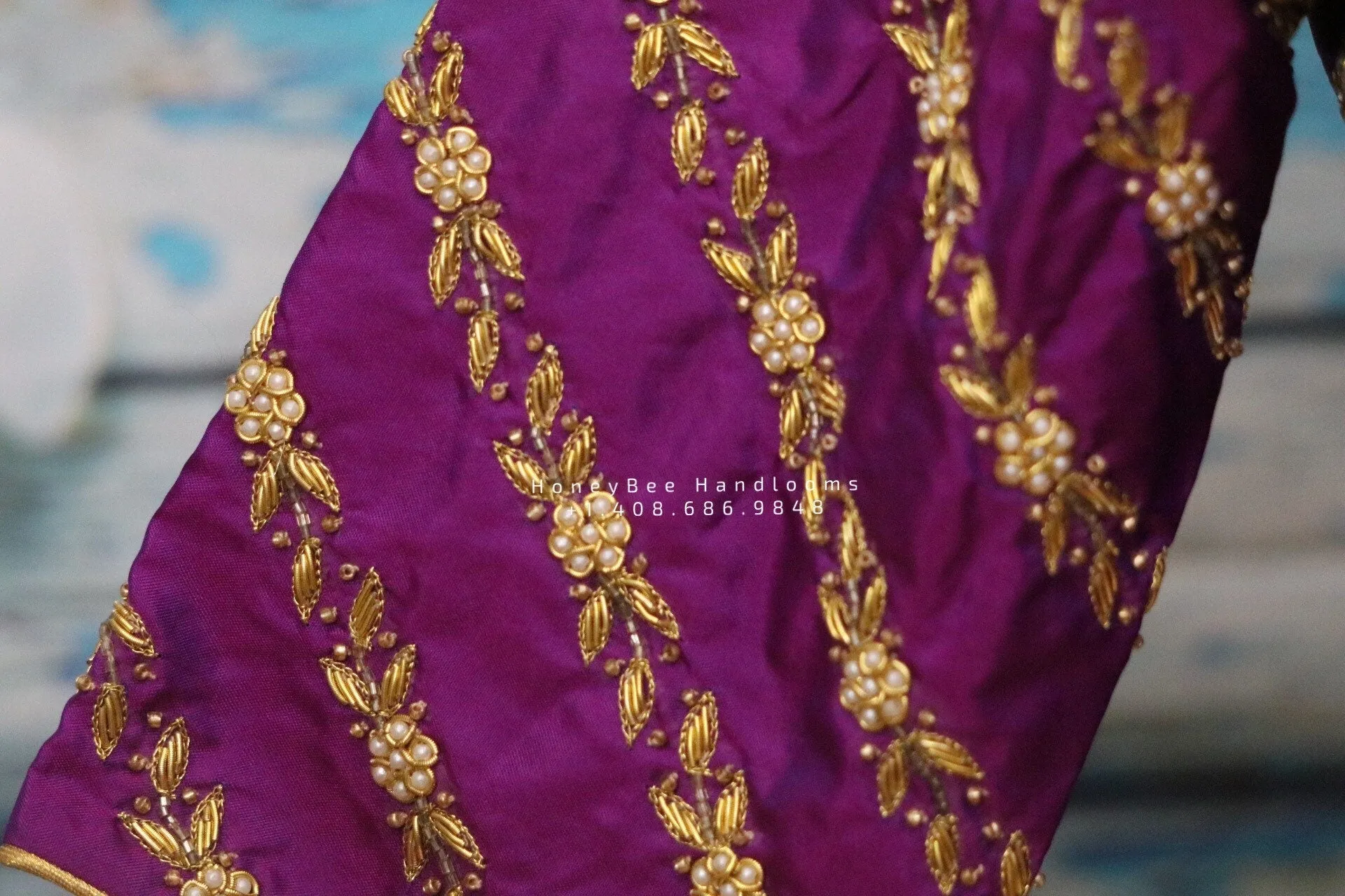 Maggam work designer blouse - Pattu Saree Blouse -Maggam work blouse - handloom Saree Blouse - purple Saree Blouse - purple Blouse