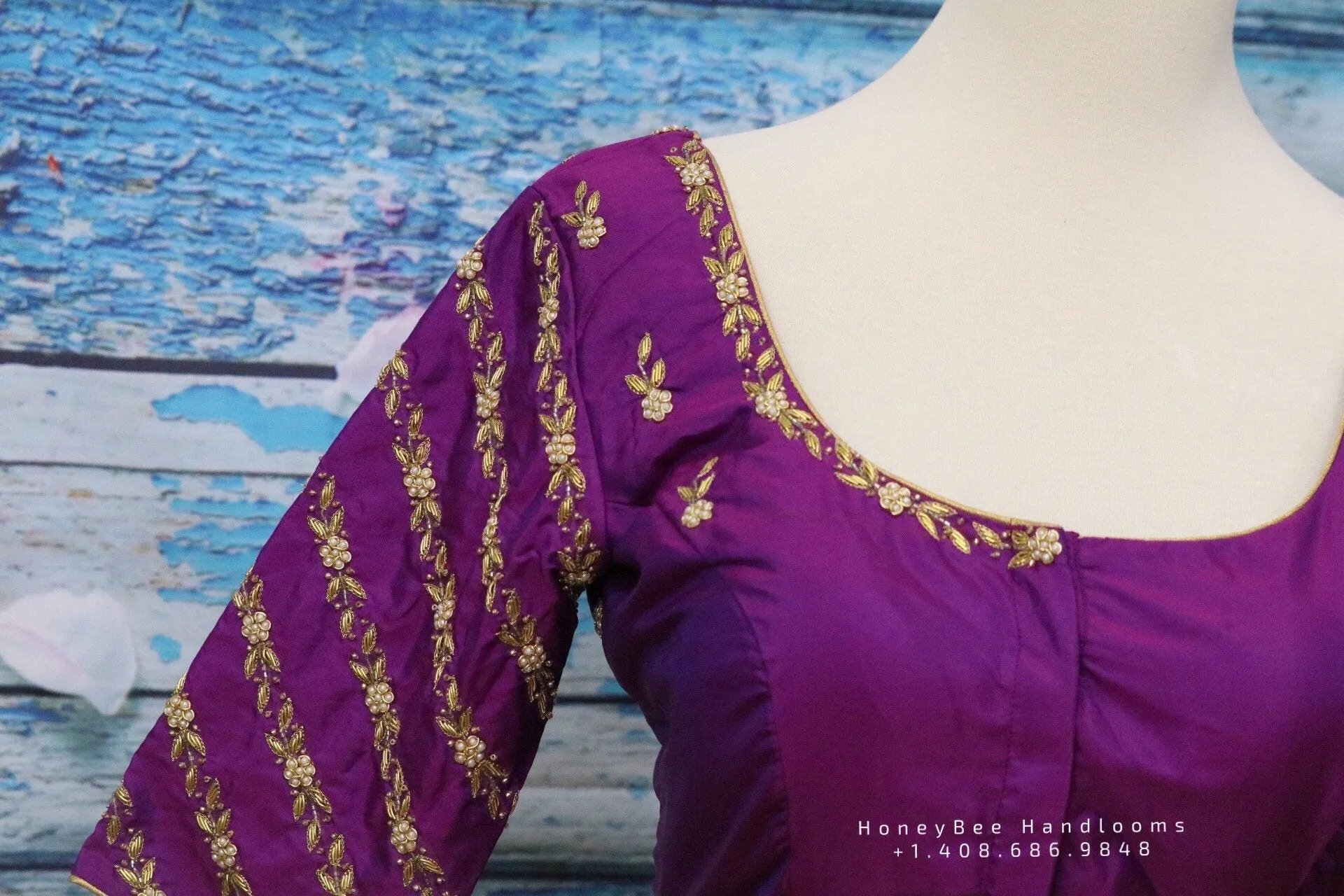 Maggam work designer blouse - Pattu Saree Blouse -Maggam work blouse - handloom Saree Blouse - purple Saree Blouse - purple Blouse