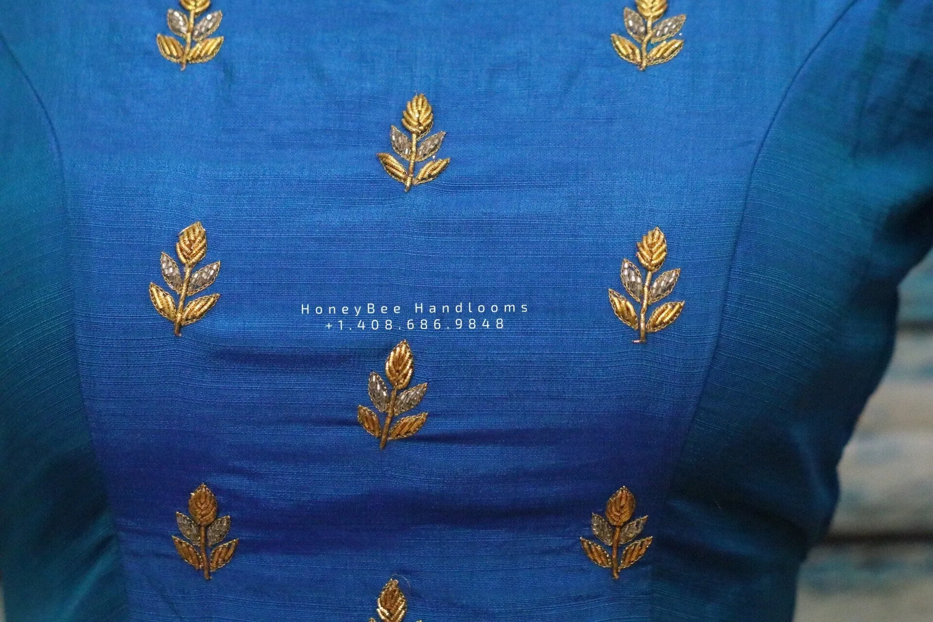 Maggam work designer blouse - Pattu Saree Blouse -Maggam work blouse - Kundan work blouse - Saree Blouse - blue Saree Blouse - blue Blouse