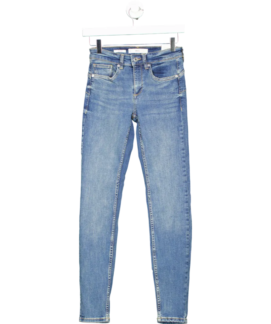 MANGO Blue Skinny Cropped Jeans UK 6