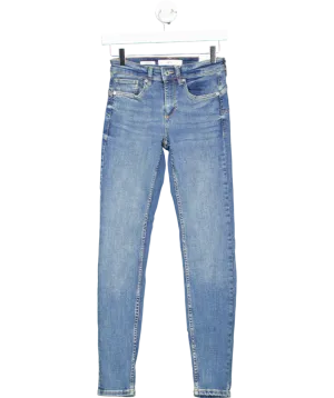 MANGO Blue Skinny Cropped Jeans UK 6