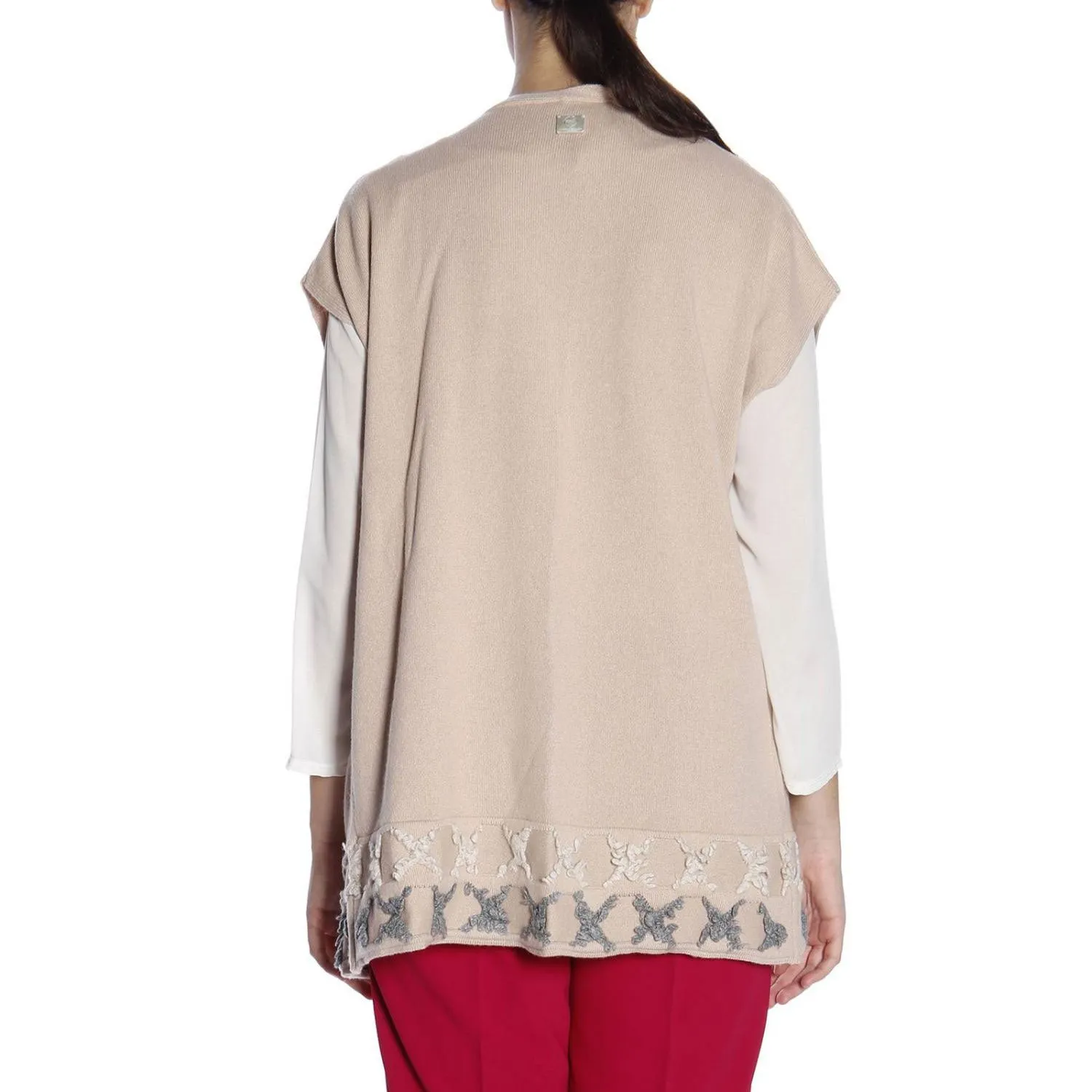 MARINA RINALDI Women's Light Pink Macro Short Sleeve Cardigan Medium $645 NWT