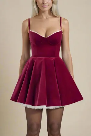 Mavis Bodycon Mini Dress - Velvet Red Wine