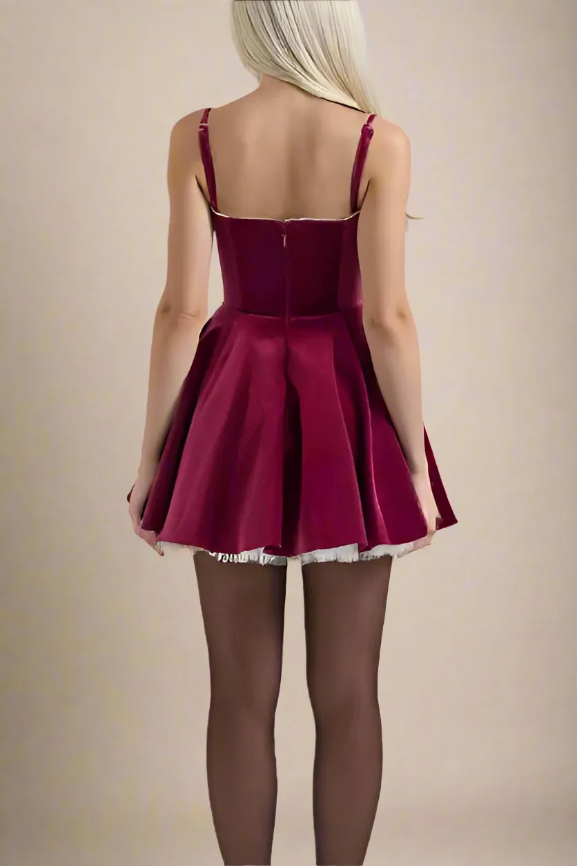Mavis Bodycon Mini Dress - Velvet Red Wine