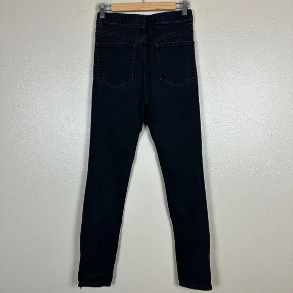 ME EM Black Skinny Jeans High Rise Ankle Zipper Stretch Denim Women's Size 28