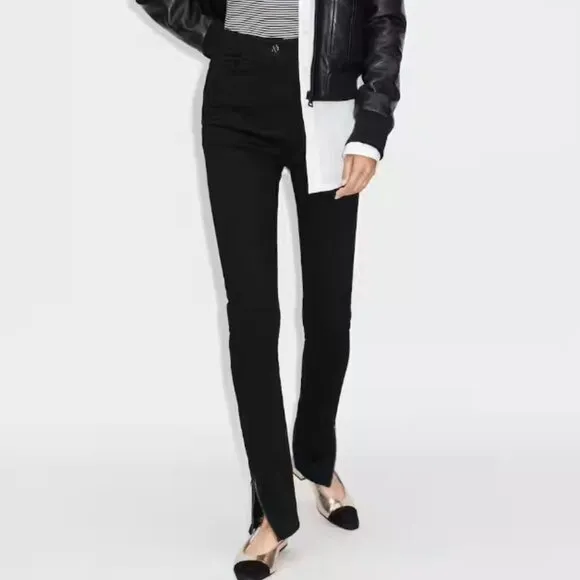 ME EM Black Skinny Jeans High Rise Ankle Zipper Stretch Denim Women's Size 28