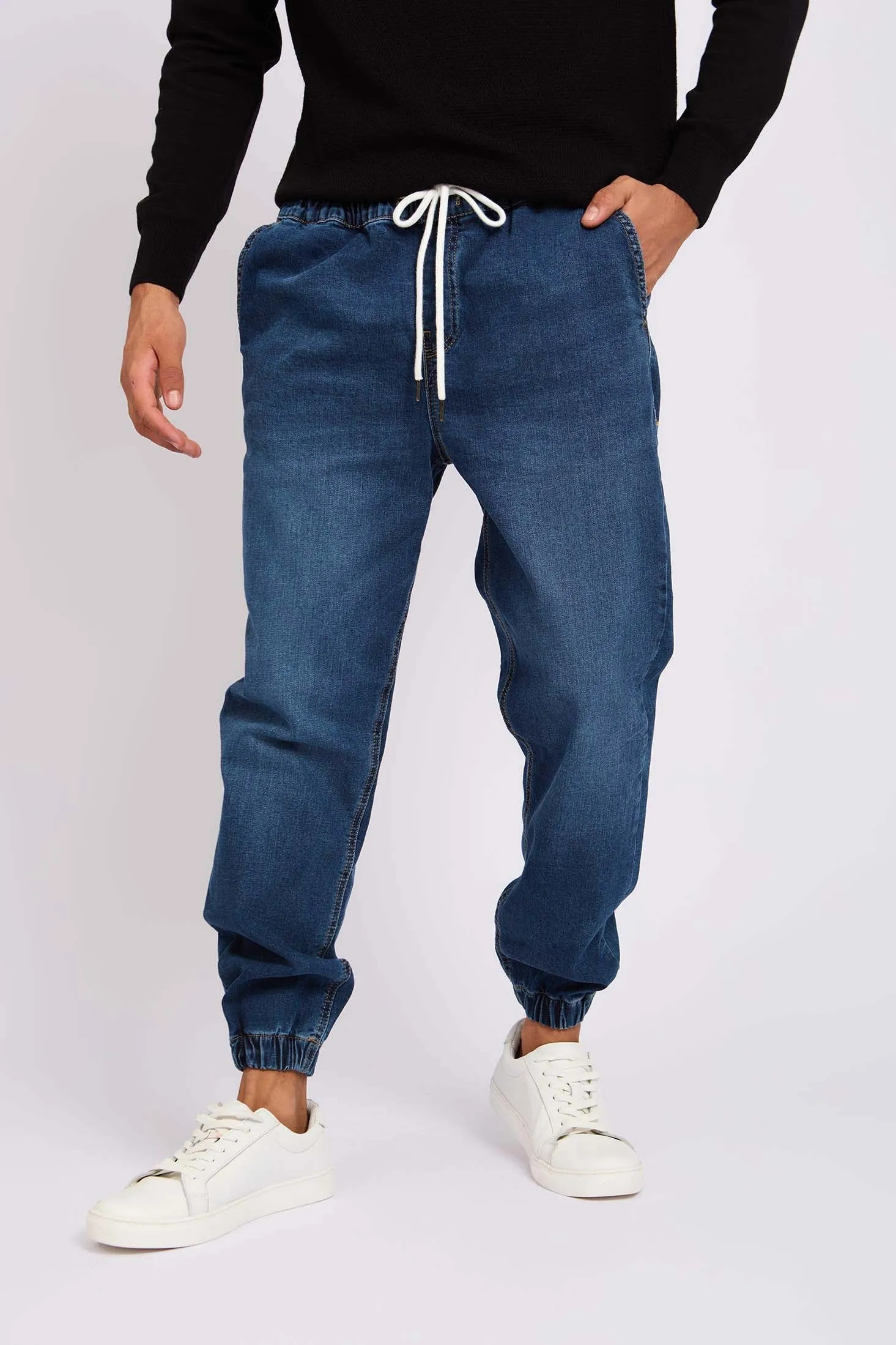 Men Relaxed Jogger Denim Pant  Blue