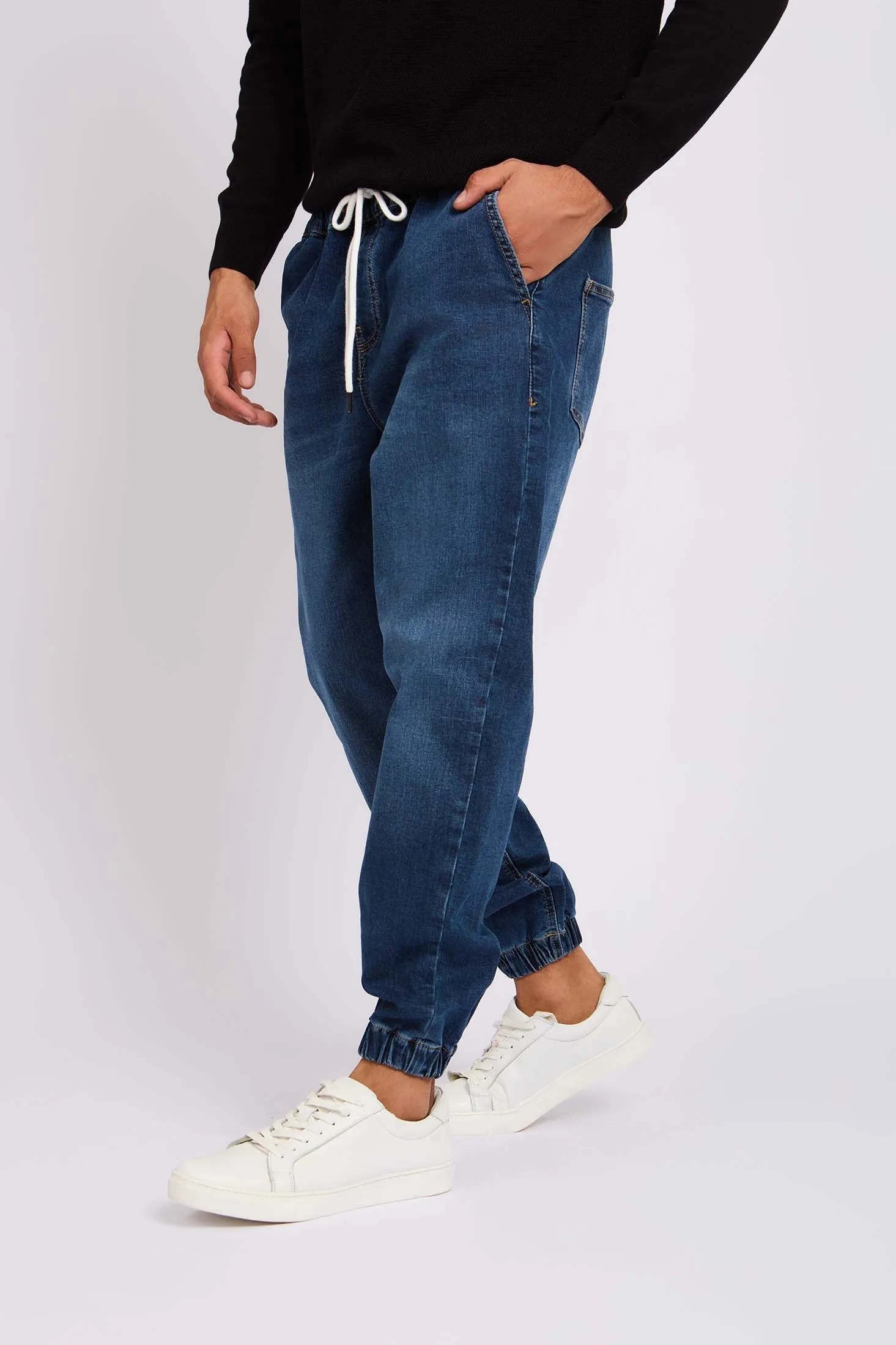Men Relaxed Jogger Denim Pant  Blue