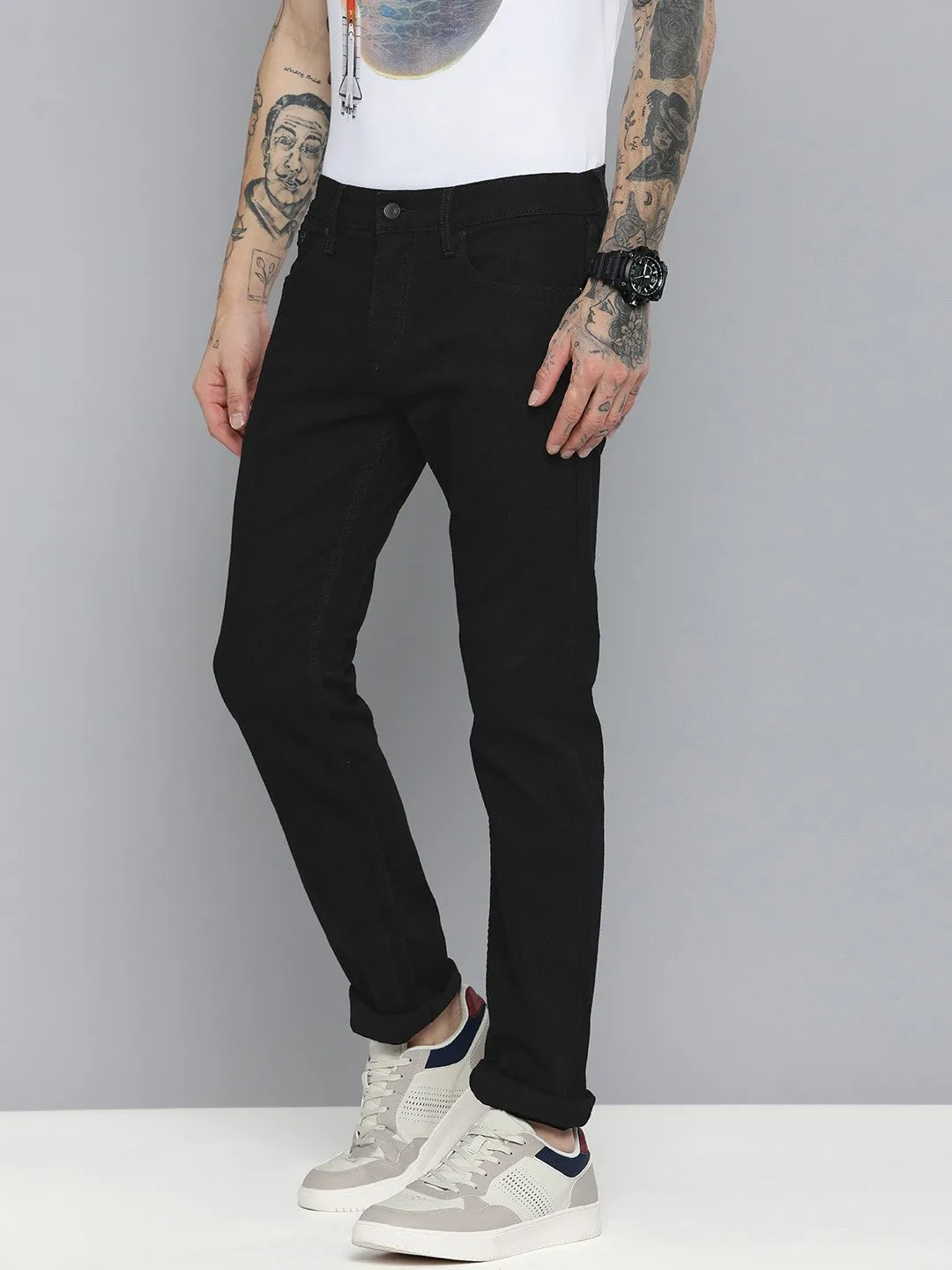 Men's 65504 Black Skinny Fit Mid Rise Jeans