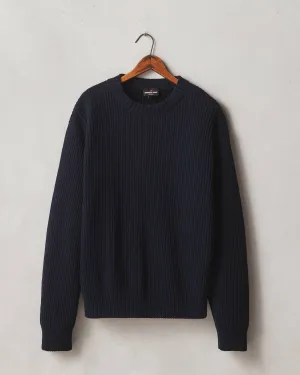 Men's Chunky Cotton Sweater - Dark Navy