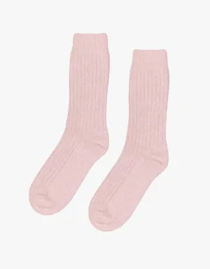 Merino Wool blend socks in faded pink