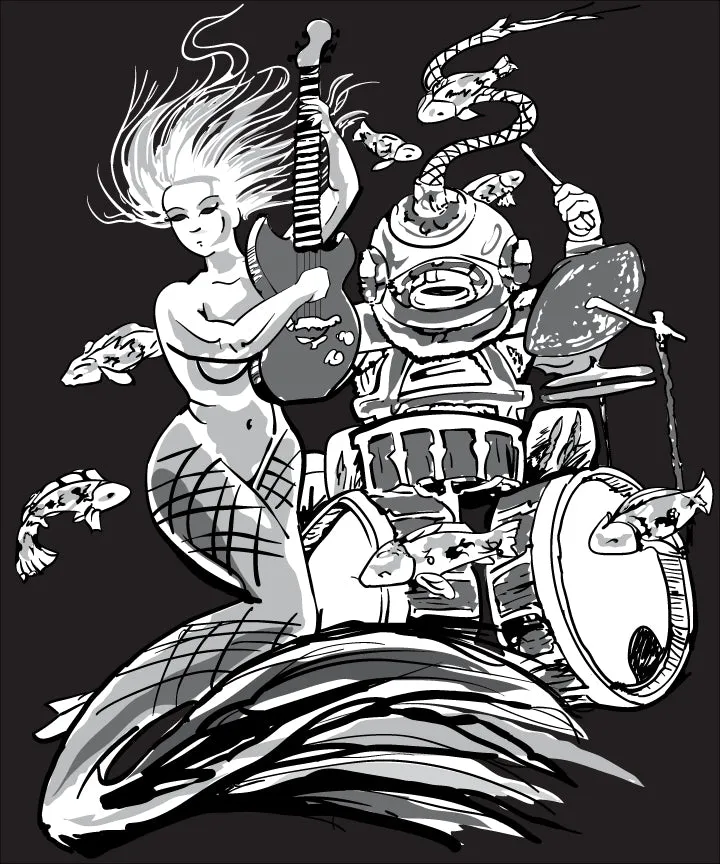 Mermaid On Guitar Long Sleeve T-Shirt