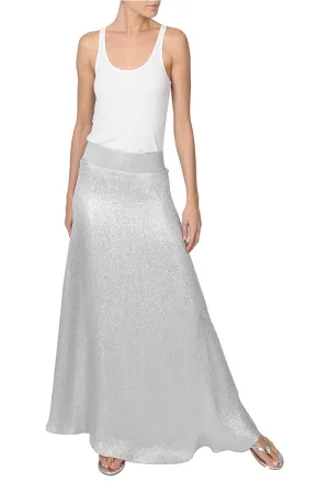 Metallic Silk Blend A Line Skirt