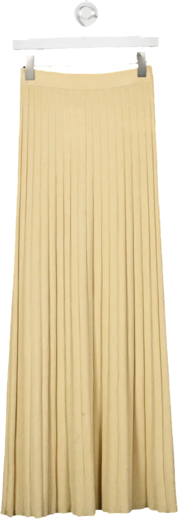 Michael Kors Metallic Gold Ribbed Knit Maxi Skirt UK XXS