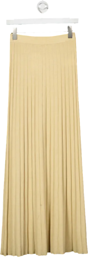 Michael Kors Metallic Gold Ribbed Knit Maxi Skirt UK XXS