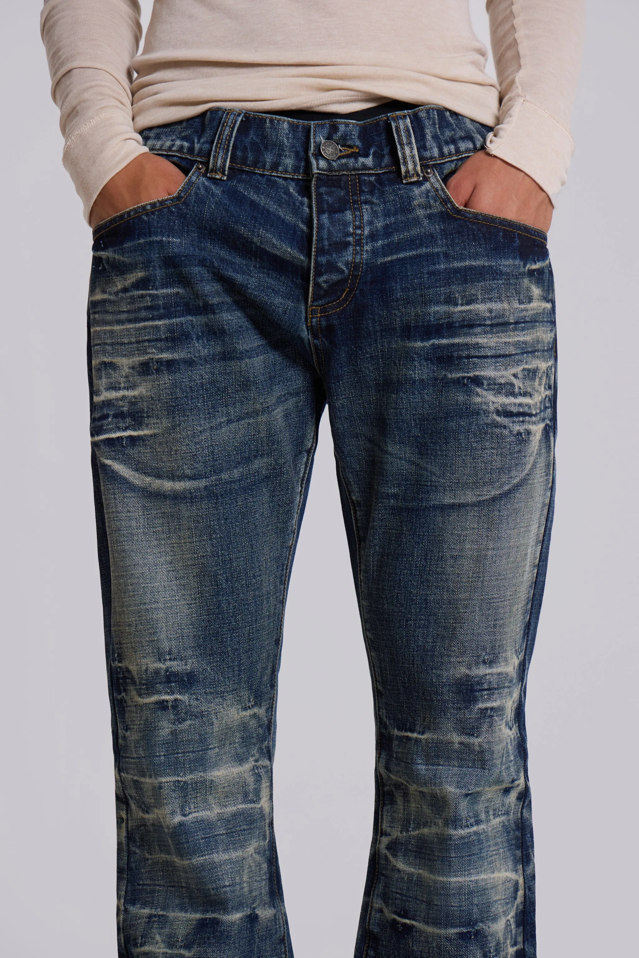 Mid Blue Drift Flared Jeans