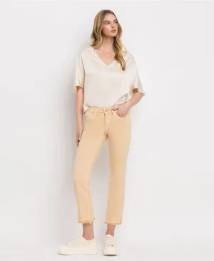 Mid Rise Straight Jeans - Sun Beige