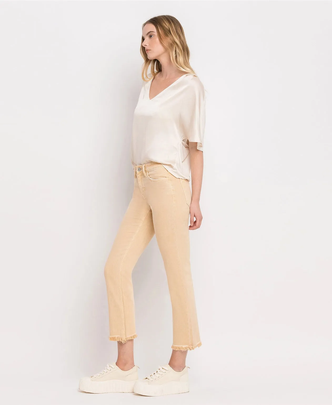 Mid Rise Straight Jeans - Sun Beige