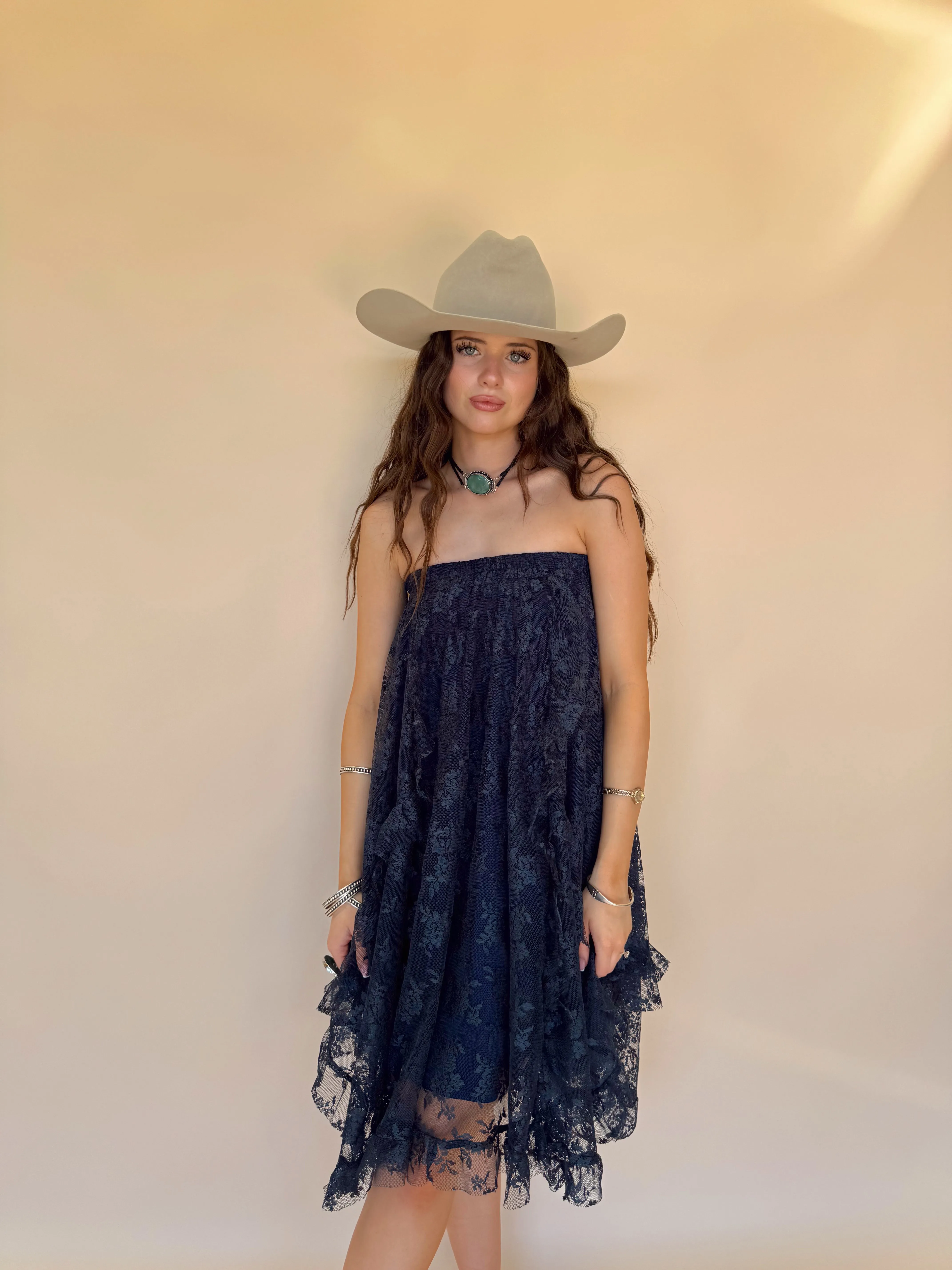 Midnight Lace Midi Skirt