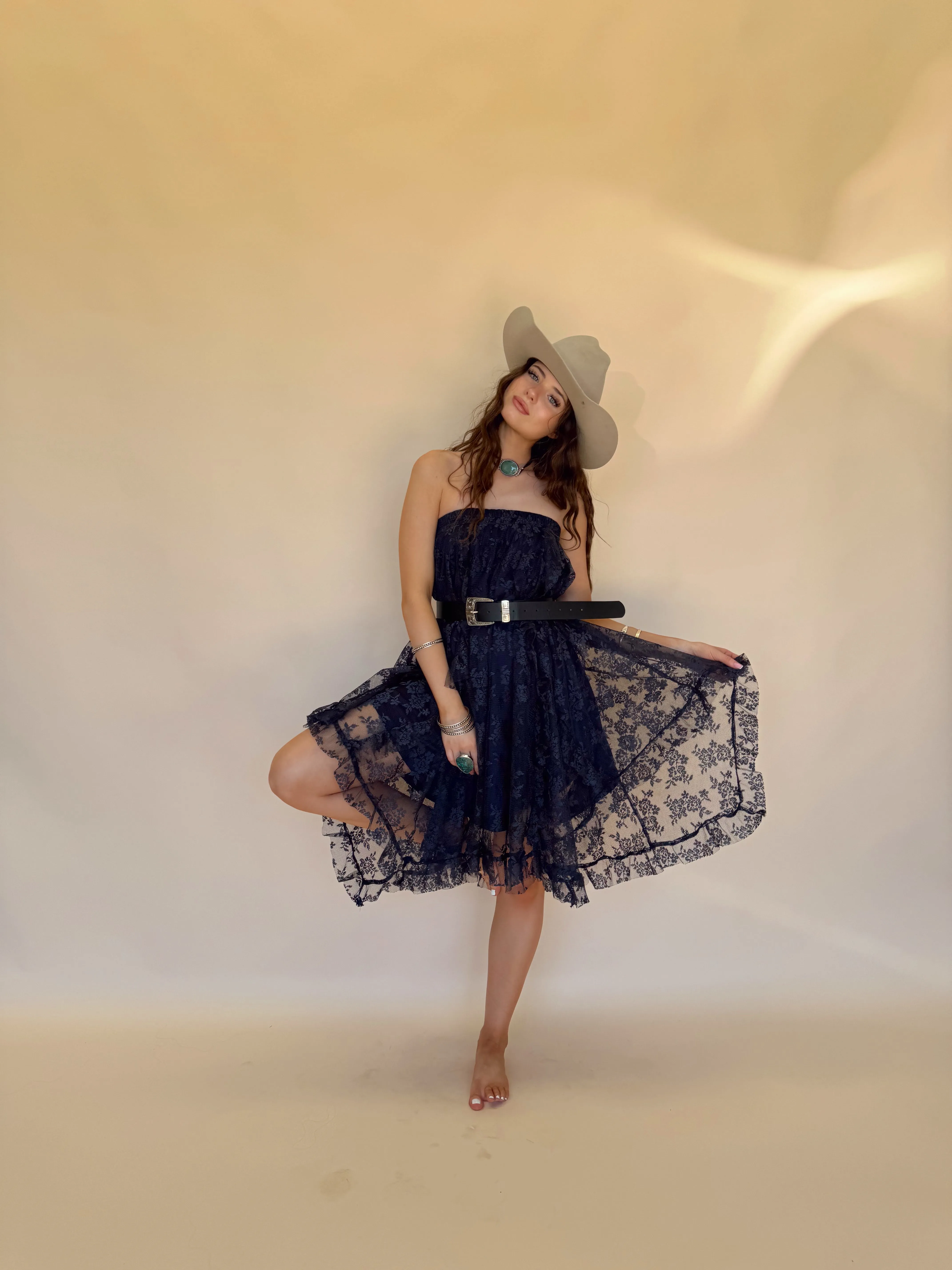 Midnight Lace Midi Skirt